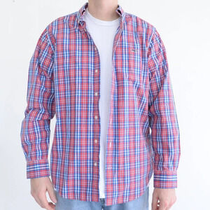 Vineyard Vines Blue & Red Checker Slim Fit Whales 100% Cotton  Button Up Shirt M